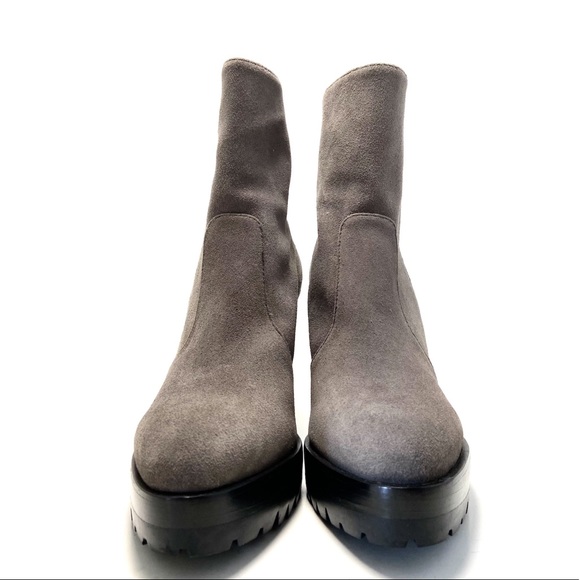 AllSaints Ana Gray Suede Lug Sole Ankle Boots - Picture 7 of 12